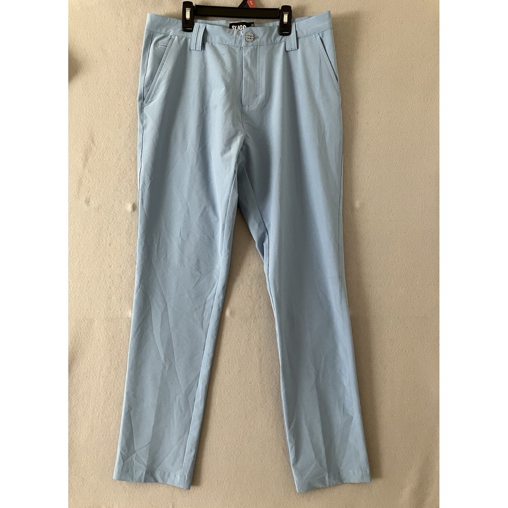 Sligo Men's 32/33 Light Blue Performance Golf Pants Flat Front Pockets Outdoors - Picture 1 of 8